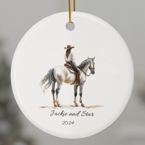Personalized Horse Ornament, Horse Lover Equestrian Gift, Woman Horse Rider, Horse Riding Coach Gift, Horse Girl, Western Rider Gift Ideas