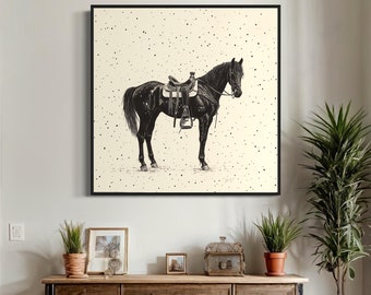 Western Horse Art Print, Rustic Equestrian Decor (Digital Download)