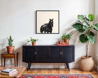 Equestrian Art Print: Modern Western Horse, Farmhouse Decor (Digital Download)