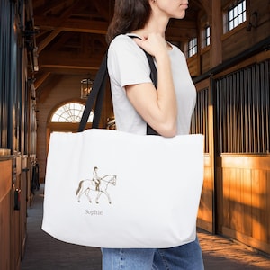 Personalized Equestrian Weekender Bag - Custom English Rider Gift, Horse Show Tote with Name, Barn Travel Duffle for Helmet Gear, Barn Bag
