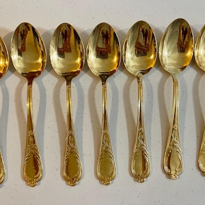 7 Piece Large Spoons Made in Germany Goldplated