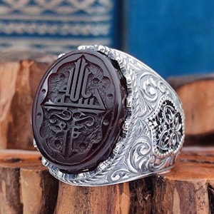 Men Islamic Silver Ring with the inscription &quot;Allah is sufficient for me&quot;,Islamic Gift for Men, Handmade Silver Ring, Gift Men, Gift Husband