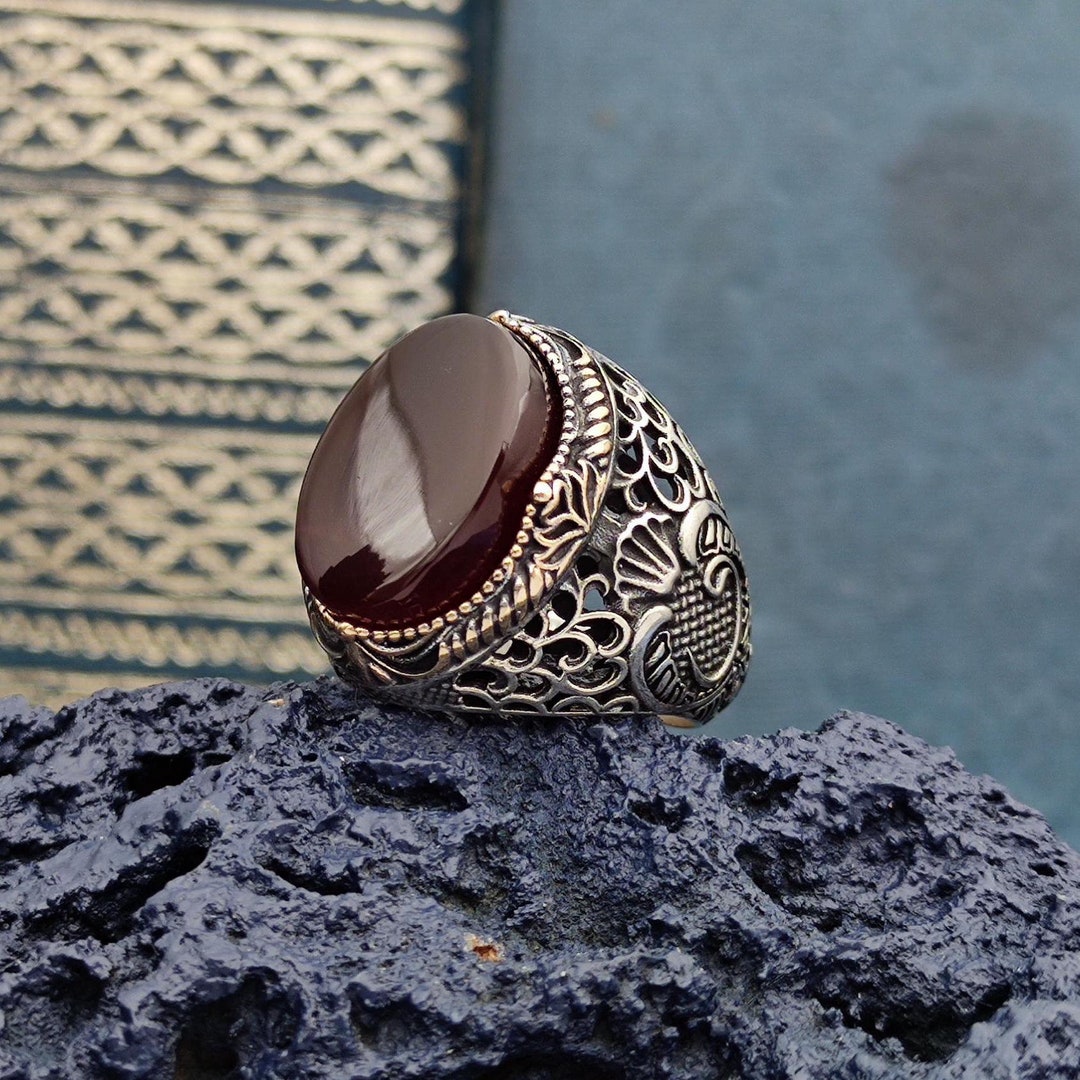 Handmade 925 Sterling Silver Ring With Red Khorasan Agate