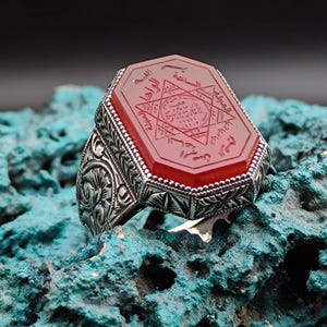 Star of prophet davied&quot; by writing Islamic Ring for Men, Islamic Gift for men, Handmade Silver Ring, Gift for him, Gift for Husband