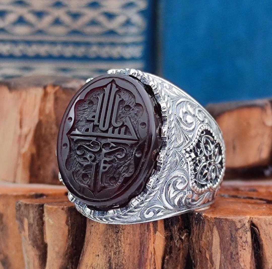 Men Islamic Silver Ring With the Inscription