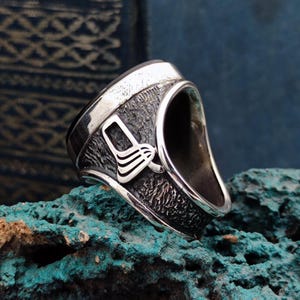 Sufi Ring, Men ring with Arabic "Nothing" written on Black Onyx, Islamic Ring for Men, Islamic Gift, Handmade Silver Ring, Gift for Husband