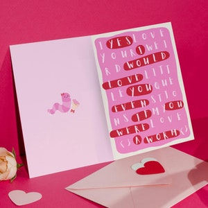 Grappige afdrukbare Valentijnsdagkaart, leuk leuk cadeau voor vriend, vriendin, echtgenoot, vrouw, haar, hem, ik zou van je houden, zelfs als je een worm was