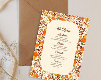 Thanksgiving Menu, Thanksgiving Potluck Menu, Thanksgiving Dinner Menu, Friendsgiving Menu, Custom Thanksgiving Menu, Dinner Party Menu