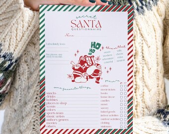 Printable Secret Santa Questionnaire Template, Editable Gift Form for Coworkers, Gift Exchange Survey List, Office Favorite Things Wishlist