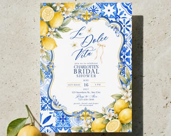 ラ・ドルチェ・ヴィータ ブライダルシャワー招待状、アマルフィ海岸、地中海テーマテンプレート