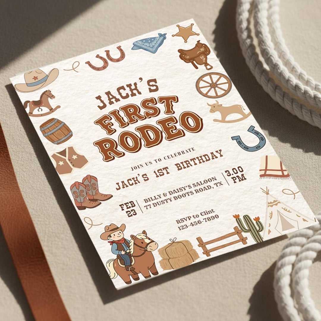First Rodeo Birthday Invitation Boy – My First Rodeo 1st Birthday ...