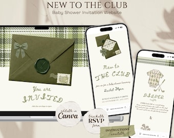 Golf Baby Shower Website Invitation | New to the Club Digital Invite | Little Putter Boy Theme | Canva RSVP Template | Instant Download | S4