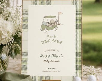 Golf Baby Shower Welcome Sign, New to the Club, Country Club Decor, 16x20 18x24 24x36'' (Digital Download)