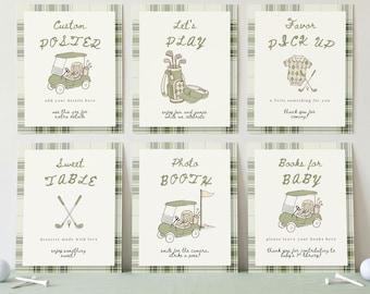 New to the Club Party Signs, Golf Baby Shower Signs Bundle, Little Putter Table Decor, Editable Canva Template, Printable Baby Shower Signs