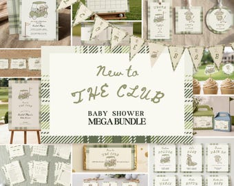 Golf Baby Shower Bundle, "New to the Club" Theme, Editable Canva Templates, S4