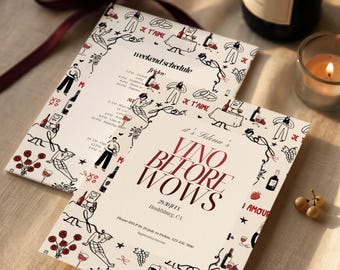 Vino Before Vows Bachelorette Invitation & Itinerary, Wine Tasting Bach Weekend, Wine Girls Trip Canva Template
