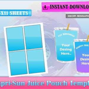 Capri-Sun Juice Pouch Template, Party Labels, DIY your Party labels, Custom Capri Label