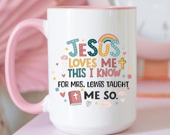 Personalized Sunday School Teacher Coffee Mug Christian Teacher Appreciation Gift Church Leader Gift Teaching Kids About Jesus