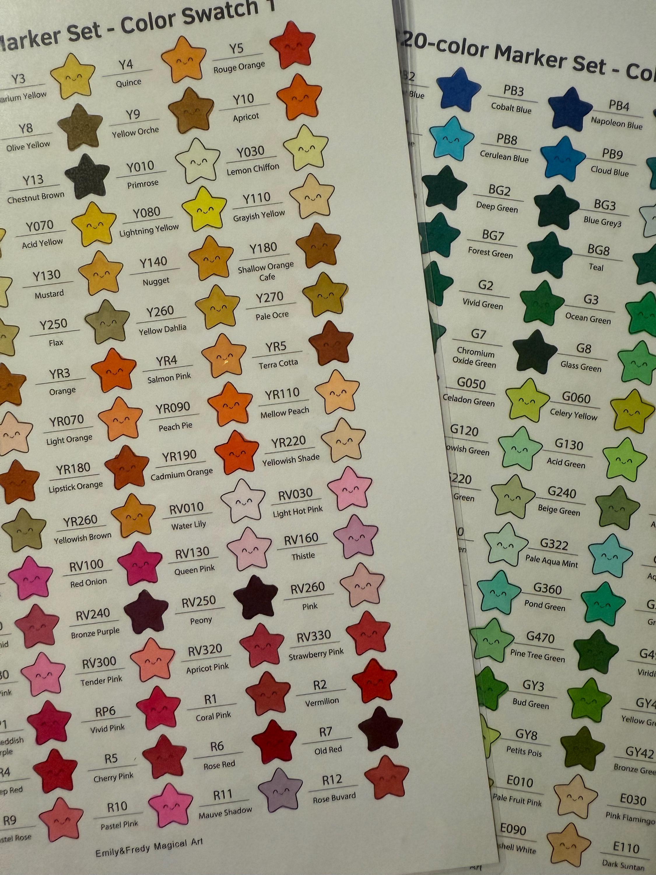 Jeu de marqueurs Ohuhu 320, nuanciers