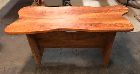 Table Or Bench Made Reclaimed Cherry Tree Trunk With Bookend Etsy