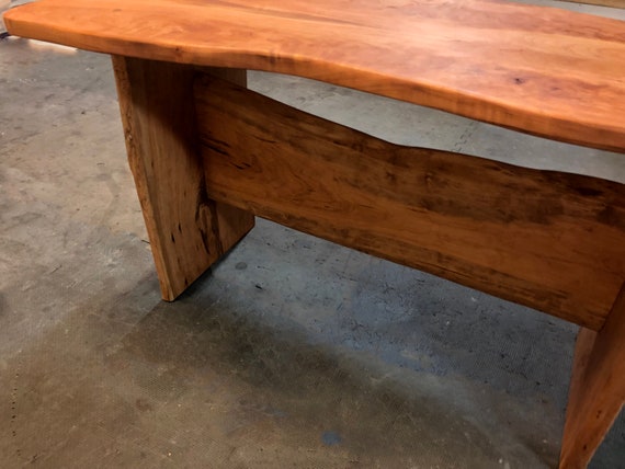 Table Or Bench Made Reclaimed Cherry Tree Trunk With Bookend Etsy