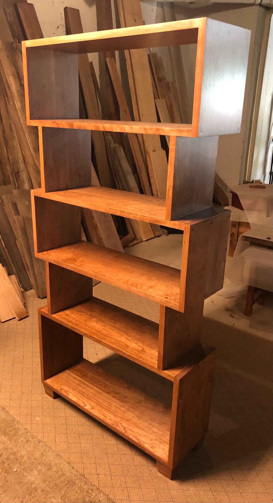 Mid Century Modern Bookcase With Extra High Bottom Shelf for Etsy