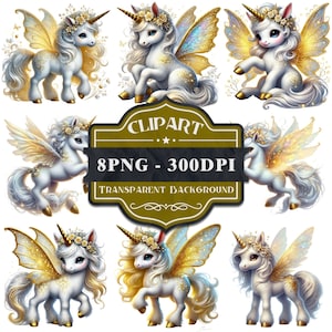 Fairy Unicorn Clip Art: New Year PNG Set (Digital Download)