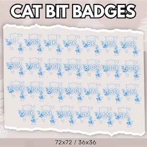 Blue Cat Twitch Bit Badges, for Streamers and Discord!