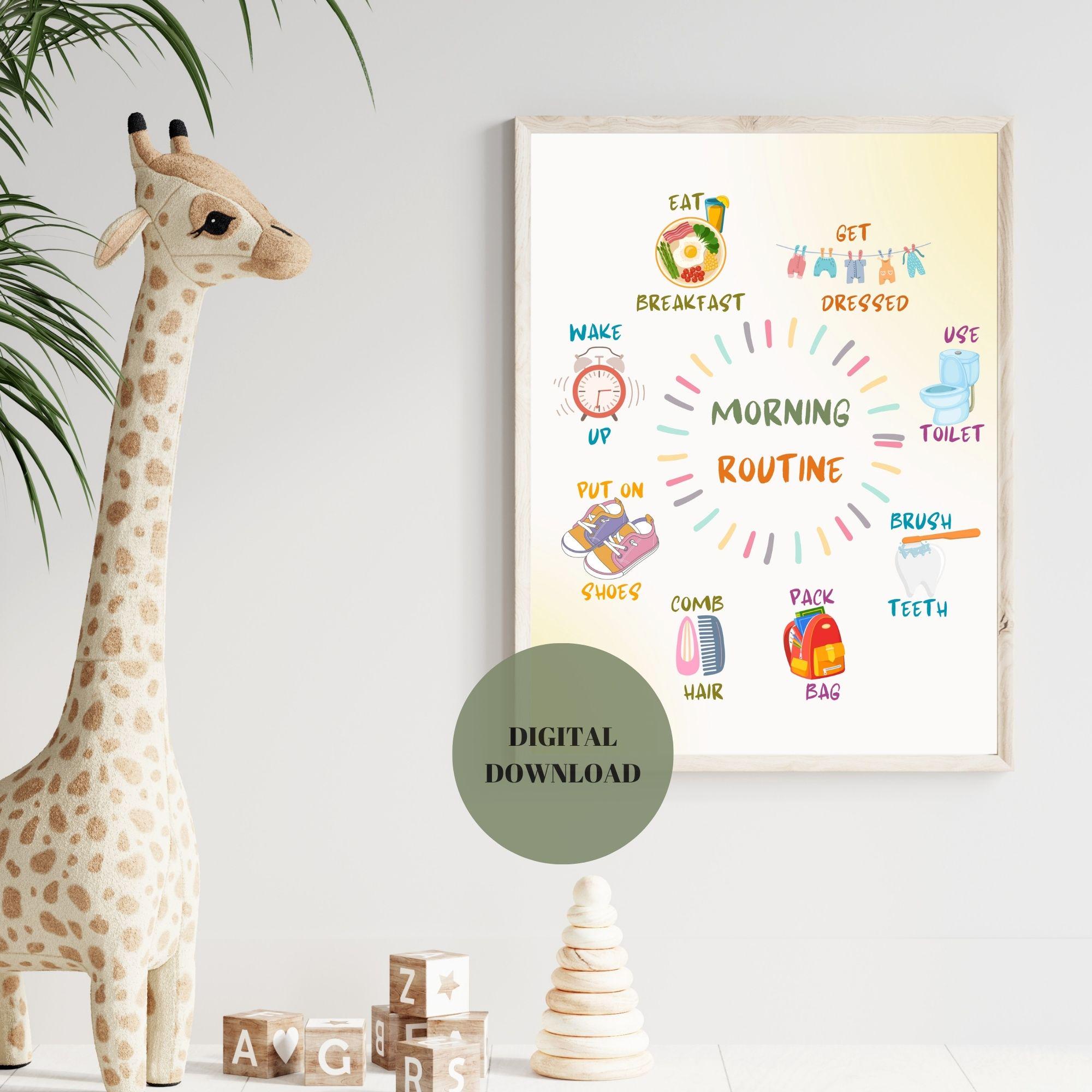 Toddler Morning Routine Printable Nursery Wall Decor for Kids Education ...