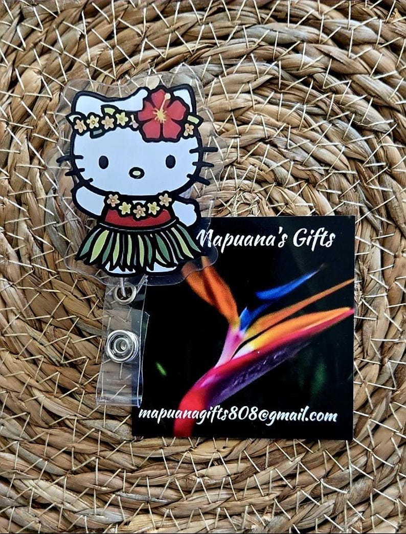 Hello Kitty Hula Girl Badge Holder Etsy