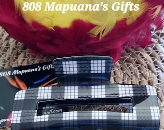 Hawaii Kine Black Palaka Hair Claw