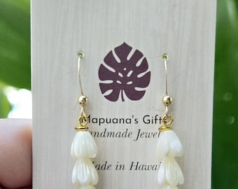 Triple Mother of Pearl Pikake Earrings