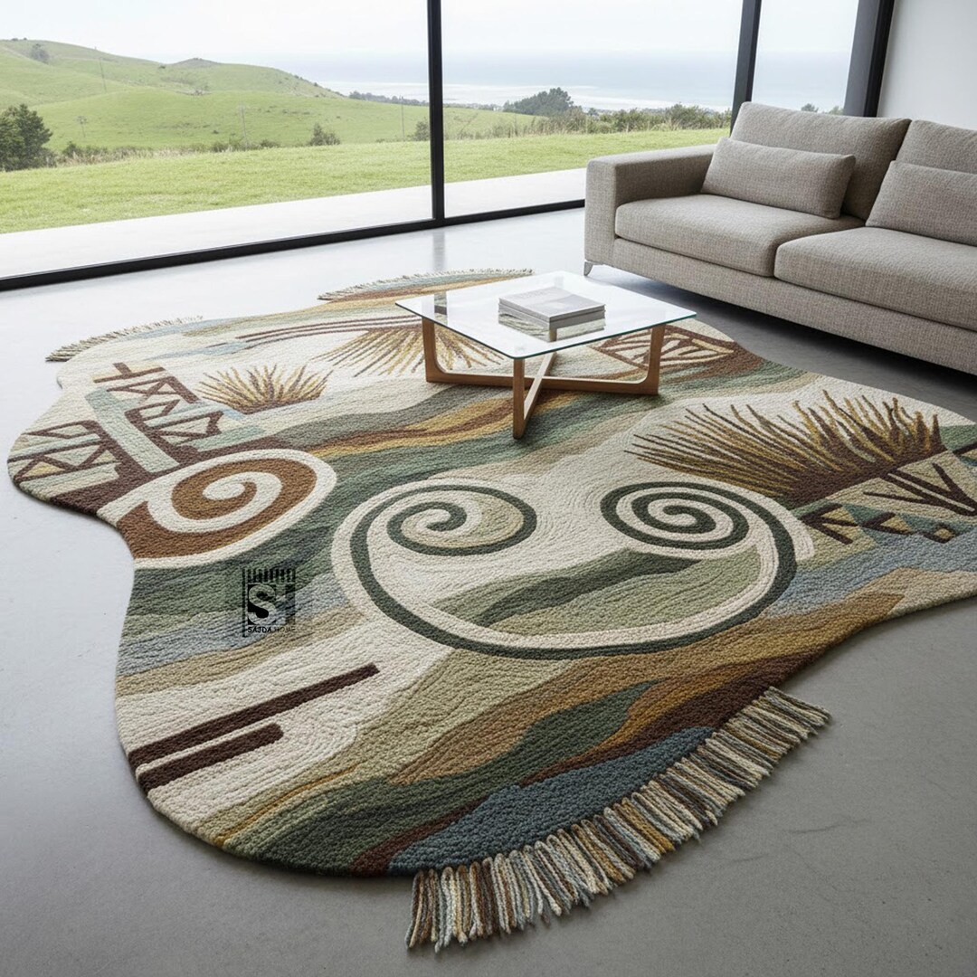 Hand-tufted New Zealand Wool Rug, Irregular Shape, Custom Area Carpet ...
