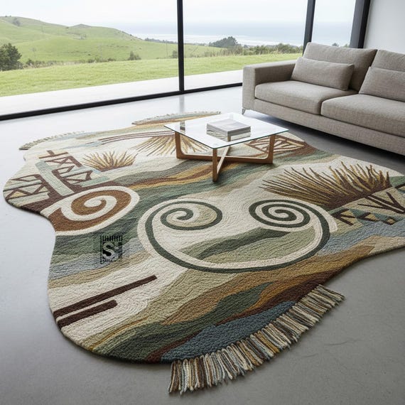Hand-Tufted New Zealand Wool Rug, Irregular Shape, Custom Area Carpet