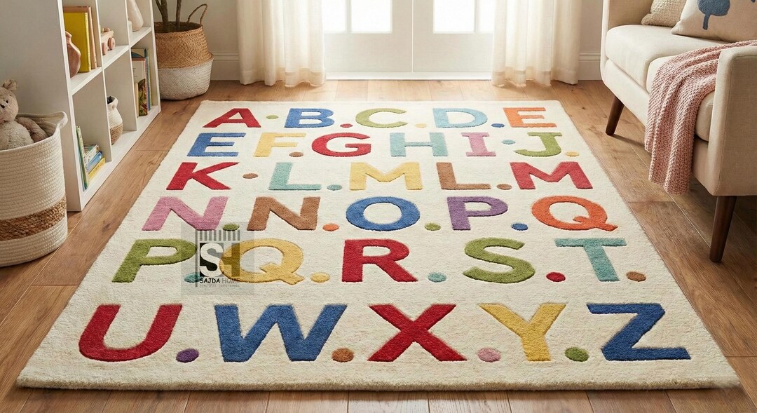 Hand-tufted Wool ABC Rug – Colorful Kids Nursery Carpet - Etsy