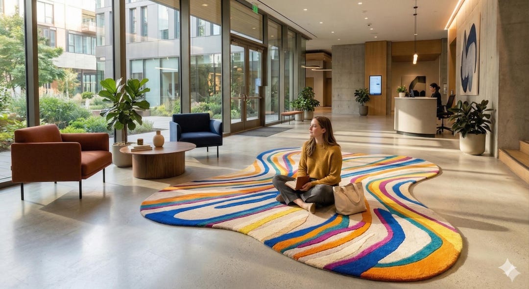 Vibrant Organic Shape Floor Art | Multi-color Swirl Asymmetrical Rug ...