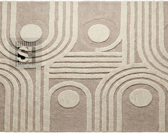Ivory Harmony – Abstract Hand-Tufted Textured Rug