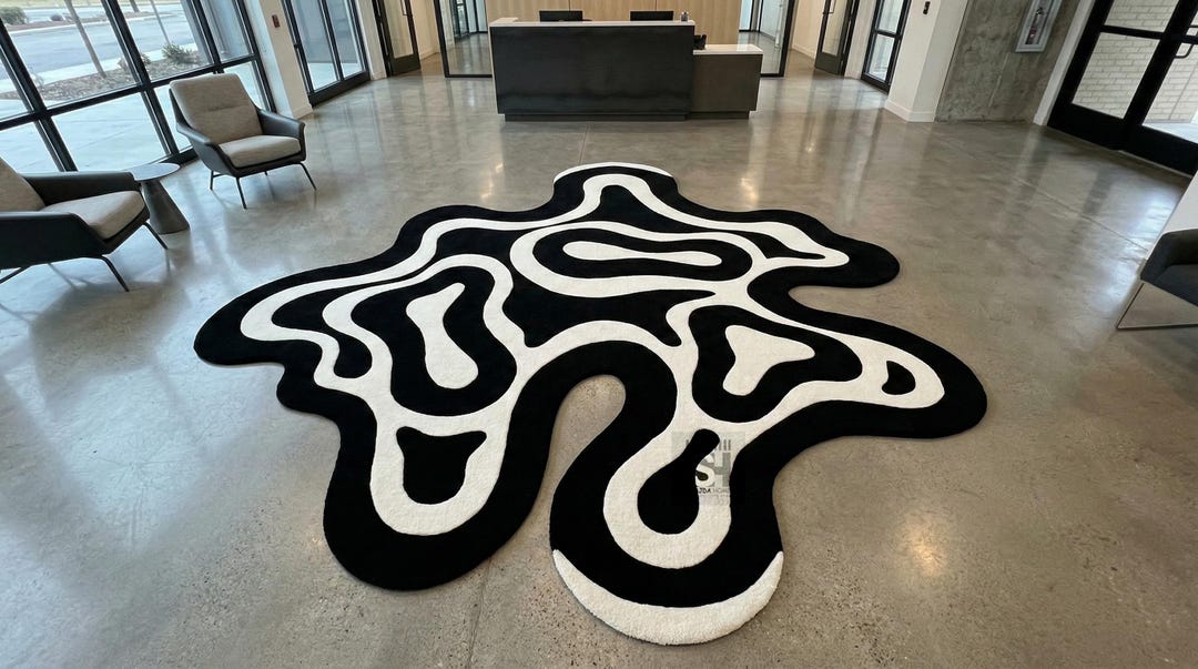 Ultra-modern Fluid Abstract Hand-tufted Area Rug | Black & White ...