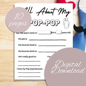 Alles über meine Pop-Pop Ausmalbilder | Sentimentales Vatertagsgeschenk von Kindern | Digitaler Download | Last Minute Vatertag | Druckbar.