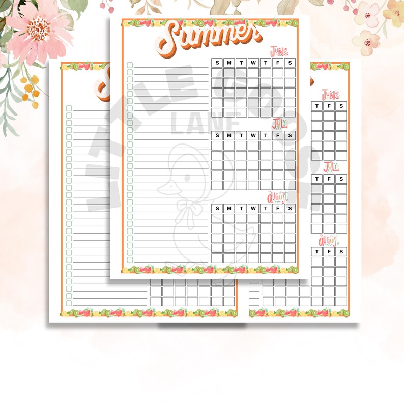 Printable Summer Calendar & Bucket List: 18x24 Family Planner (digital ...