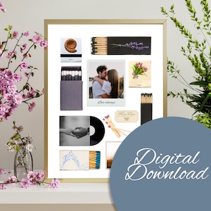 Editable Matchbook Memory Poster, Personalized Anniversary Gift Template, Canva Digital Download  Neutral Theme Wall Decor