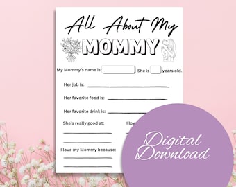 Alles über meine Mama | Sentimentales Muttertagsgeschenk von Kindern | Geburtstagsgeschenk | Digitaler Download | Last Minute Geschenk | Druckbar.