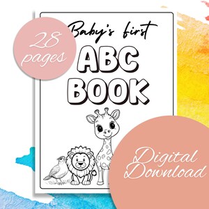 Baby Shower ABC Book | Printable Digital Download | Baby Shower Activity | Alphabet Coloring Book | Baby Shower Gifts | Baby Gift First Year