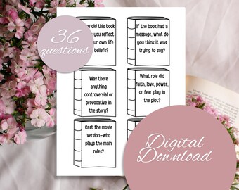 Book Club Conversation Starter Cards: 36 Printable Prompts (PDF Download)
