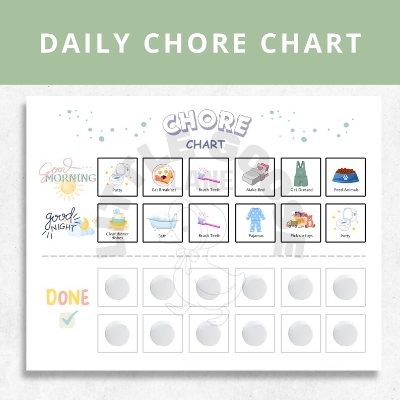 Kids Chore Chart: Visual Daily Routine Checklist (PDF Printable) - Etsy