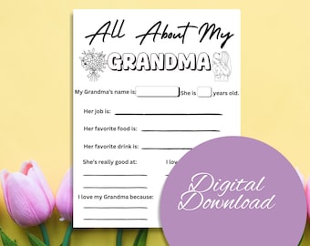 Geschenk von Kind für Oma: Ausmalbild zum Ausdrucken (Digitaler Download)