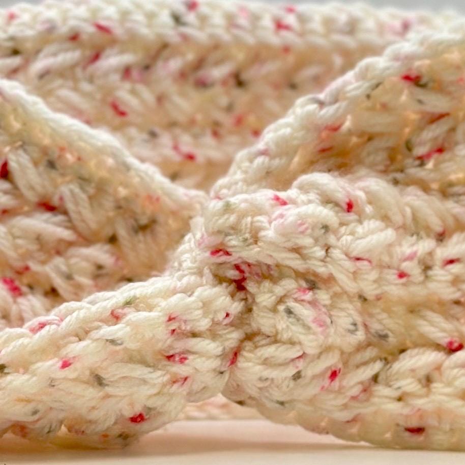 Crocheted Ear Warmer- Flexible and Warm. Pink Earth Tones- Thick 100% Cotton Yarn. Handmade!