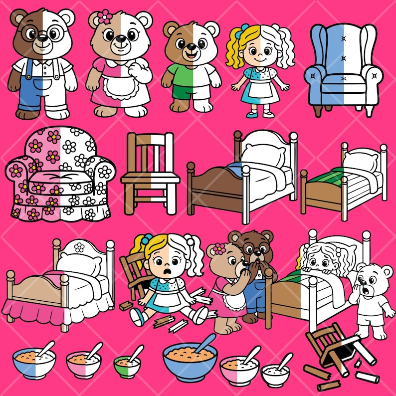 Goldilocks and the Three Bears Clipart | Fairy Tales | Nursery Rhymes ...