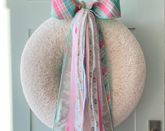 Juego de cintas de Pascua a cuadros para corona con clip metálico incluido