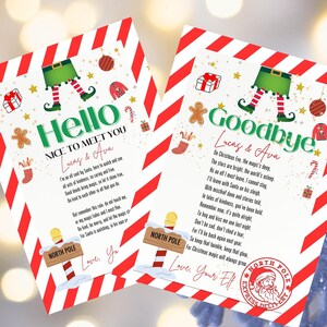 Carta de elfo, carta de llegada de elfo, carta de regreso de elfo, carta de bienvenida de Navidad de elfo, carta de despedida de Navidad